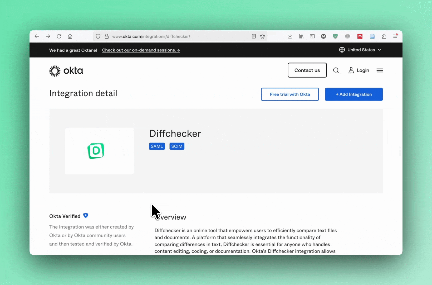 Okta SAML single sign-on integration